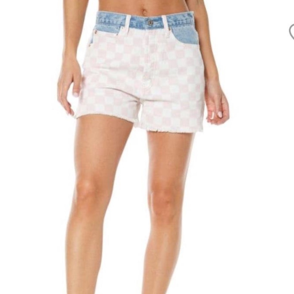Juicy Couture Western Short in Light Wash Checker Combo Sz 26 NWT